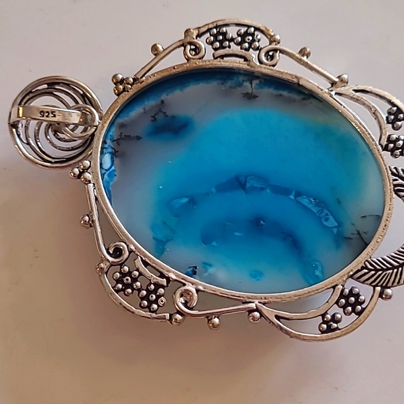 925 Silver Blue Dendrite Pendant - Picture 3 of 5